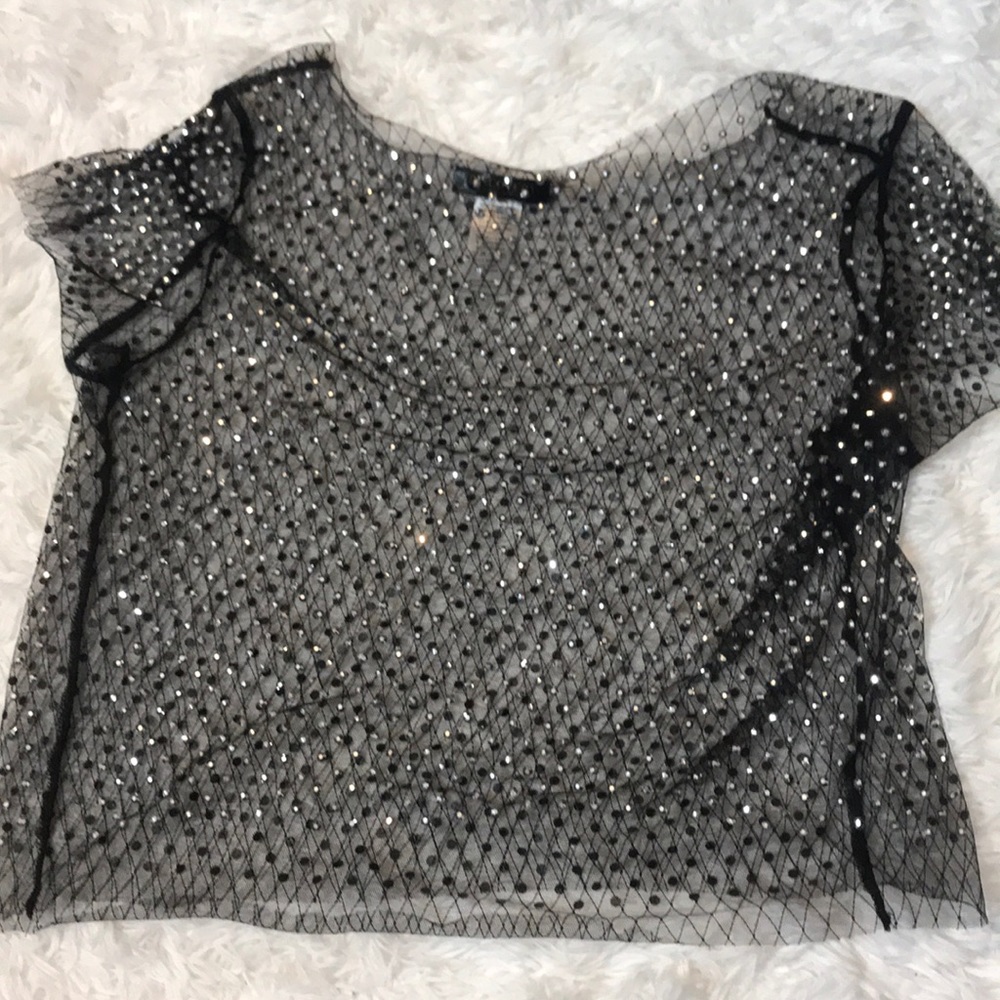 Studded mesh crop